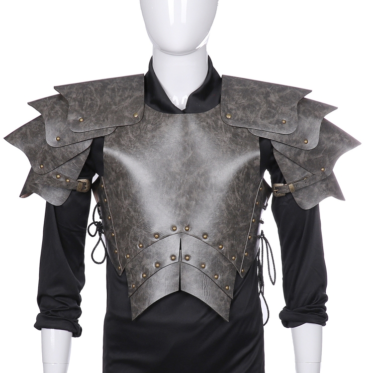 TBD0462937101.jpg Accesorios para escenario de Carnaval de Halloween, armadura de Cosplay samurái de cuero PU para adultos, One Size - Imagen 1