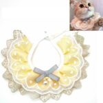 Babero para mascotas, toalla de Saliva ajustable, Collar para perro con colgante de perlas de encaje, M