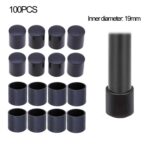 100 Uds protectores de pies de silla de plástico negro antideslizante patas de muebles tapa de Base de mesa cubierta protectora de suelo, 19mm
