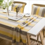 Cubierta de toalla de tela para la mesa de centro rectangular a rayas, mesa redonda, mesa de comedor, 135x220cm