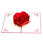 3D Pop Up Rose Tarjetas de felicitación de agradecimiento Flor Hecho a mano Papel vintage en blanco Tarjeta de regalo de amor de feliz cumpleaños, Tamaño: 13x16cm