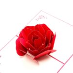 3D Pop Up Rose Tarjetas de felicitación de agradecimiento Flor Hecho a mano Papel vintage en blanco Tarjeta de regalo de amor de feliz cumpleaños, Tamaño: 13x16cm - Imagen 3