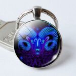 Llavero con signo del zodiaco, colgante de 12 constelaciones, llavero de una sola cara