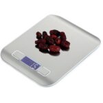 Báscula de cocina multifunción digital de acero inoxidable para alimentos con pantalla LCD, 5kg/1g, Silver