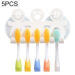 5 uds., Soporte para cepillo de dientes colgante con ventosa sonriente bonita, soporte para dientes de plástico para personas pequeñas