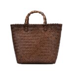Bolsa de playa de paja portátil de bambú retro de gran capacidad