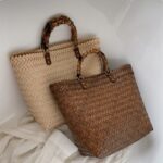 Bolsa de playa de paja portátil de bambú retro de gran capacidad - Imagen 2