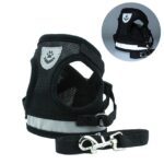 Correa de plomo de chaleco reflectante de malla de poliéster ajustable para perro mascota, M
