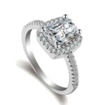 Anillo de circonita plateada de cristal cúbico grande a la moda, regalo de fiesta, joyería de boda, 6