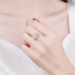 Anillo de circonita plateada de cristal cúbico grande a la moda, regalo de fiesta, joyería de boda, 6 - Imagen 5