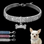 2 uds. Collar de perro con diamantes de imitación ostentosos, collares de cristal para cachorros, Chihuahua, correa para perros pequeños, accesorios para Mascotas, M - Imagen 3