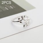 2 PCS Charms Tolive Tree Branch Leaves Anillo abierto ajustable para mujer