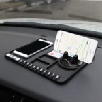 Panel de instrumentos multifuncional para Interior de coche, almohadilla de almacenamiento, soporte para teléfono de coche, almohadilla antideslizante con parada, Rotating Black Circle - Imagen 2