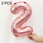 5 uds. Globos de aluminio con números de 16 pulgadas, globos de boda para fiesta de feliz cumpleaños, Pink, 2