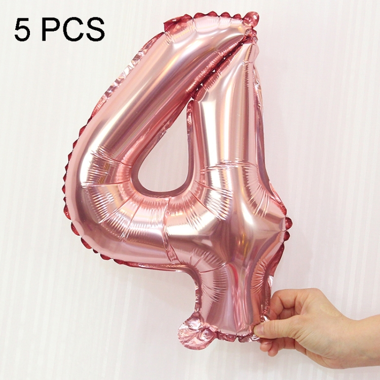 TBD050202005C.jpg 5 uds. Globos de aluminio con números de 16 pulgadas, globos de boda para fiesta de feliz cumpleaños, Pink, 4 - Imagen 1