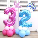 5 uds. Globos de aluminio con números de 16 pulgadas, globos de boda para fiesta de feliz cumpleaños, Pink, 4 - Imagen 5