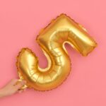 5 uds. Globos de aluminio con números de 16 pulgadas, globos de boda para fiesta de feliz cumpleaños, Gold, 5 - Imagen 2