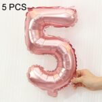 5 uds. Globos de aluminio con números de 16 pulgadas, globos de boda para fiesta de feliz cumpleaños, Pink, 5