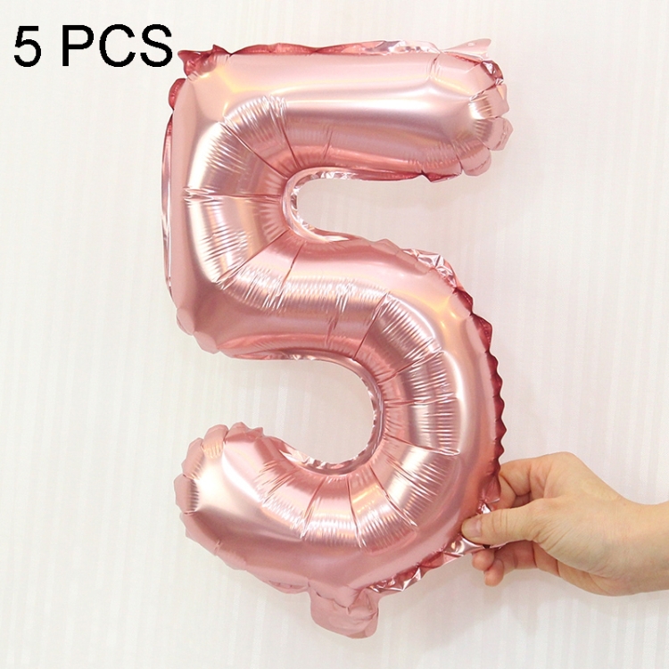 TBD050202006C.jpg 5 uds. Globos de aluminio con números de 16 pulgadas, globos de boda para fiesta de feliz cumpleaños, Pink, 5 - Imagen 1