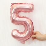 5 uds. Globos de aluminio con números de 16 pulgadas, globos de boda para fiesta de feliz cumpleaños, Pink, 5 - Imagen 2