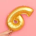 5 uds. Globos de aluminio con números de 16 pulgadas, globos de boda para fiesta de feliz cumpleaños, Gold, 6 - Imagen 2
