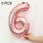 5 uds. Globos de aluminio con números de 16 pulgadas, globos de boda para fiesta de feliz cumpleaños, Pink, 6