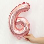 5 uds. Globos de aluminio con números de 16 pulgadas, globos de boda para fiesta de feliz cumpleaños, Pink, 6 - Imagen 2