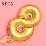 5 uds. Globos de aluminio con números de 16 pulgadas, globos de boda para fiesta de feliz cumpleaños, Gold, 8
