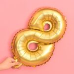 5 uds. Globos de aluminio con números de 16 pulgadas, globos de boda para fiesta de feliz cumpleaños, Gold, 8 - Imagen 2
