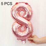 5 uds. Globos de aluminio con números de 16 pulgadas, globos de boda para fiesta de feliz cumpleaños, Pink, 8