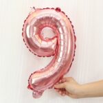 5 uds. Globos de aluminio con números de 16 pulgadas, globos de boda para fiesta de feliz cumpleaños, Pink, 9 - Imagen 2