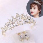 Coronas nupciales de perlas de oro rosa de lujo, Tiara hecha a mano, diadema de novia, diadema de cristal para boda, corona de Reina, accesorios para el cabello de boda, Pearl Crown Gold