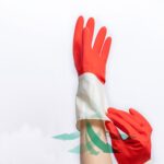 Guantes de lavado de dos colores para el hogar, 10 Uds., limpieza del hogar, lavandería, lavavajillas, guantes de látex, S - Imagen 3