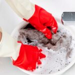 Guantes de lavado de dos colores para el hogar, 10 Uds., limpieza del hogar, lavandería, lavavajillas, guantes de látex, L - Imagen 5