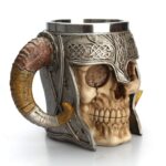Taza de calavera de acero inoxidable, taza de café, cerveza, Guerrero con cuernos de Ram, taza de té, Bar de Halloween, regalo para beber, 501-600ml - Imagen 3