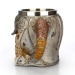 Taza de calavera de acero inoxidable, taza de café, cerveza, Guerrero con cuernos de Ram, taza de té, Bar de Halloween, regalo para beber, 501-600ml - Imagen 5