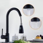 Grifo extraíble de cocina, grifo giratorio retráctil de acero inoxidable 304 para el hogar frío y caliente, Stainless Steel Black