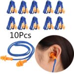 10 Uds Tapones para los oídos con cable de silicona suave Protector de oídos Protección auditiva reutilizable Tapones para los oídos con reducción de ruido