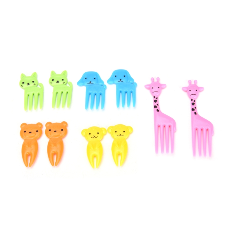 TBD051423301A.jpg 5 Juegos 10 en 1 Creativo Animal de Dibujos Animados Plástico Niños Fruta Tenedor Bento Decoración Palillo de Dientes - Imagen 1