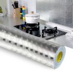 Pegatinas a prueba de aceite de papel de aluminio para estufa de pared de cocina, papel tapiz autoadhesivo antiincrustante de alta temperatura, pegatina de pared recortable, 60cmx5m Croppable Wallpaper