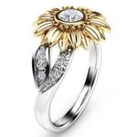 Anillos de cristal de girasol lindos femeninos de moda para mujer, 10, 11, 12, 5, 6, 7, 8, 9 - Imagen 2