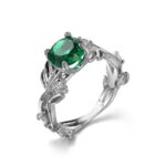 Anillo de compromiso con diseño de hoja de vid de cristal, joyería para mujer, 6, 7, 8, 9, 10, 11