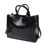Bolsos de cuero, bolso grande para mujer, Bolsos casuales para mujer, bolso grande de hombro para maletero, Bolsos grandes para mujer, Black