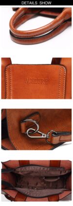 Bolsos de cuero, bolso grande para mujer, Bolsos casuales para mujer, bolso grande de hombro para maletero, Bolsos grandes para mujer, Black - Imagen 4