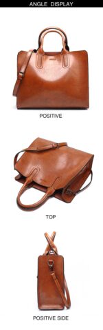 Bolsos de cuero, bolso grande para mujer, Bolsos casuales para mujer, bolso grande de hombro para maletero, Bolsos grandes para mujer, Brown - Imagen 3