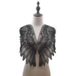 1 par de accesorios de ropa DIY con bordado en forma de alas de Organza, Black - Imagen 2