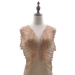 1 par de accesorios de ropa DIY con bordado en forma de alas de Organza, Gold