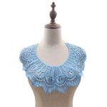 Collar bordado de encaje de seda de leche Collar falso hueco tridimensional Accesorios de ropa de bricolaje, Tamaño: 32 x 32 cm, Sky Blue