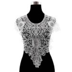 Accesorios de ropa de bricolaje con cuello falso hueco bordado de encaje, tamaño: aproximadamente 55 x 47 cm, White