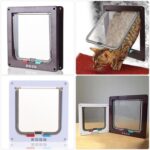 Puerta para mascotas, puerta con solapa de seguridad bloqueable de 4 vías para perro, gato, gatito, puerta de montaje en pared, puerta para perro Gato pequeño para animales, M - Imagen 4